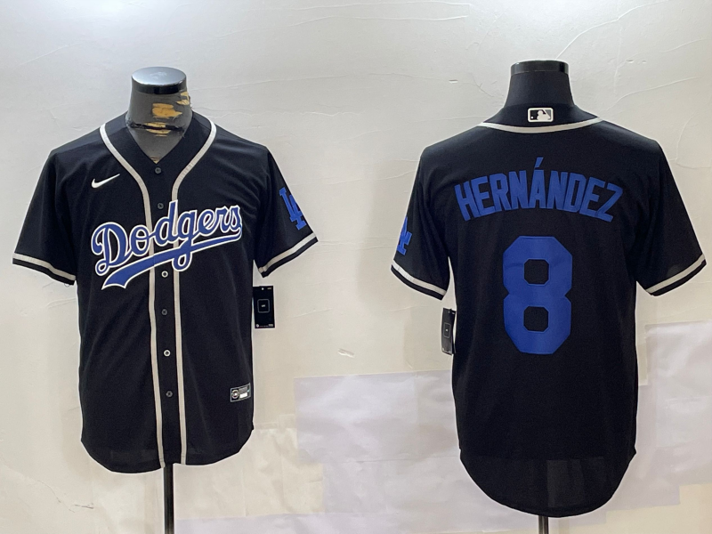 Men's Los Angeles Dodgers Enrique Hernandez #8 Black Jersey